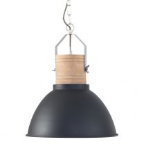 Hanglamp Emile Industrieel Zwart / Hout 7781ZW 60W